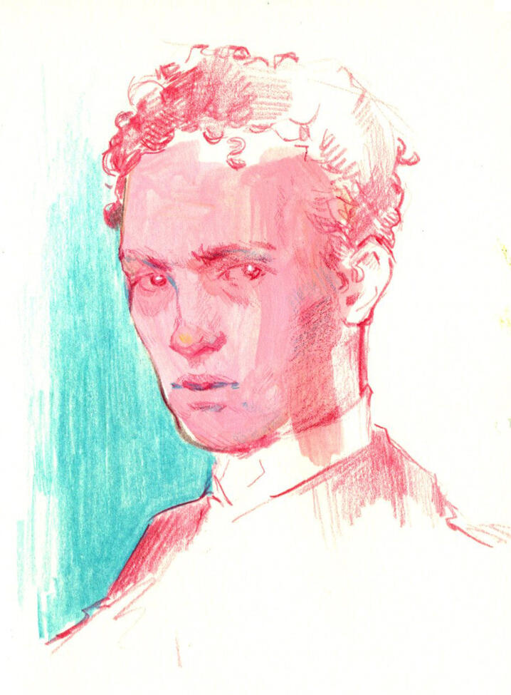 Portrait study (gouche/ colour pencils)