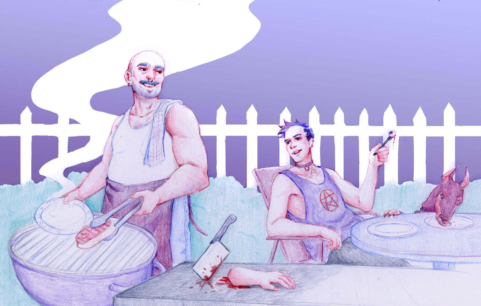 Lovely cannibal couple (colours pencil/ photoshop)