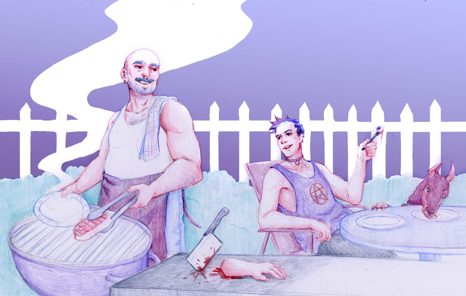 Lovely cannibal couple (colours pencil/ photoshop)