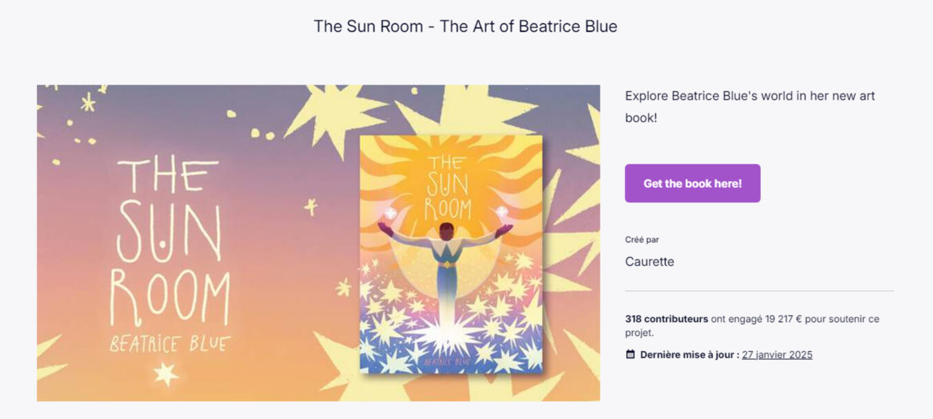 Kickstarter campaign design - The Sunroom by Beatrice Blue for Editions Caurette