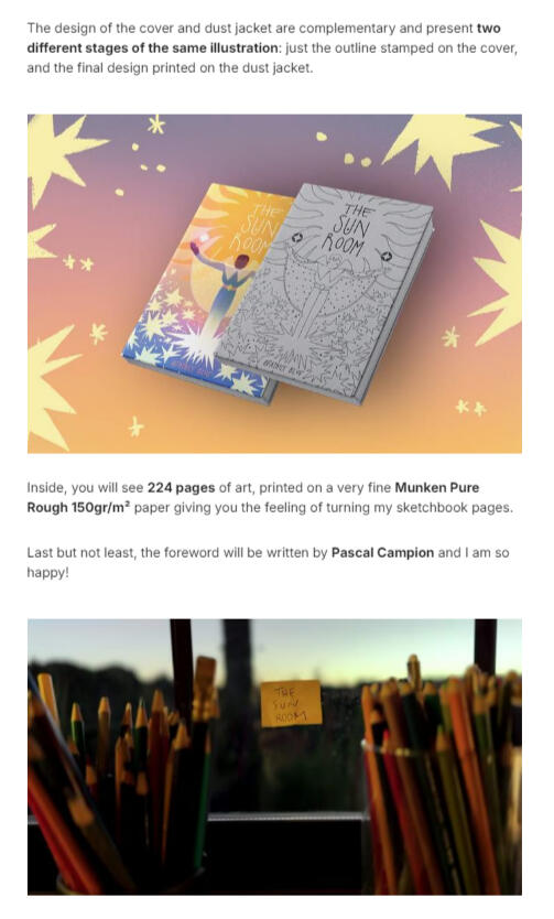 Kickstarter campaign design - The Sunroom by Beatrice Blue for Editions Caurette